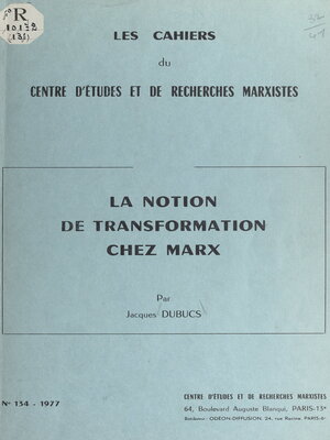 cover image of La notion de transformation chez Marx